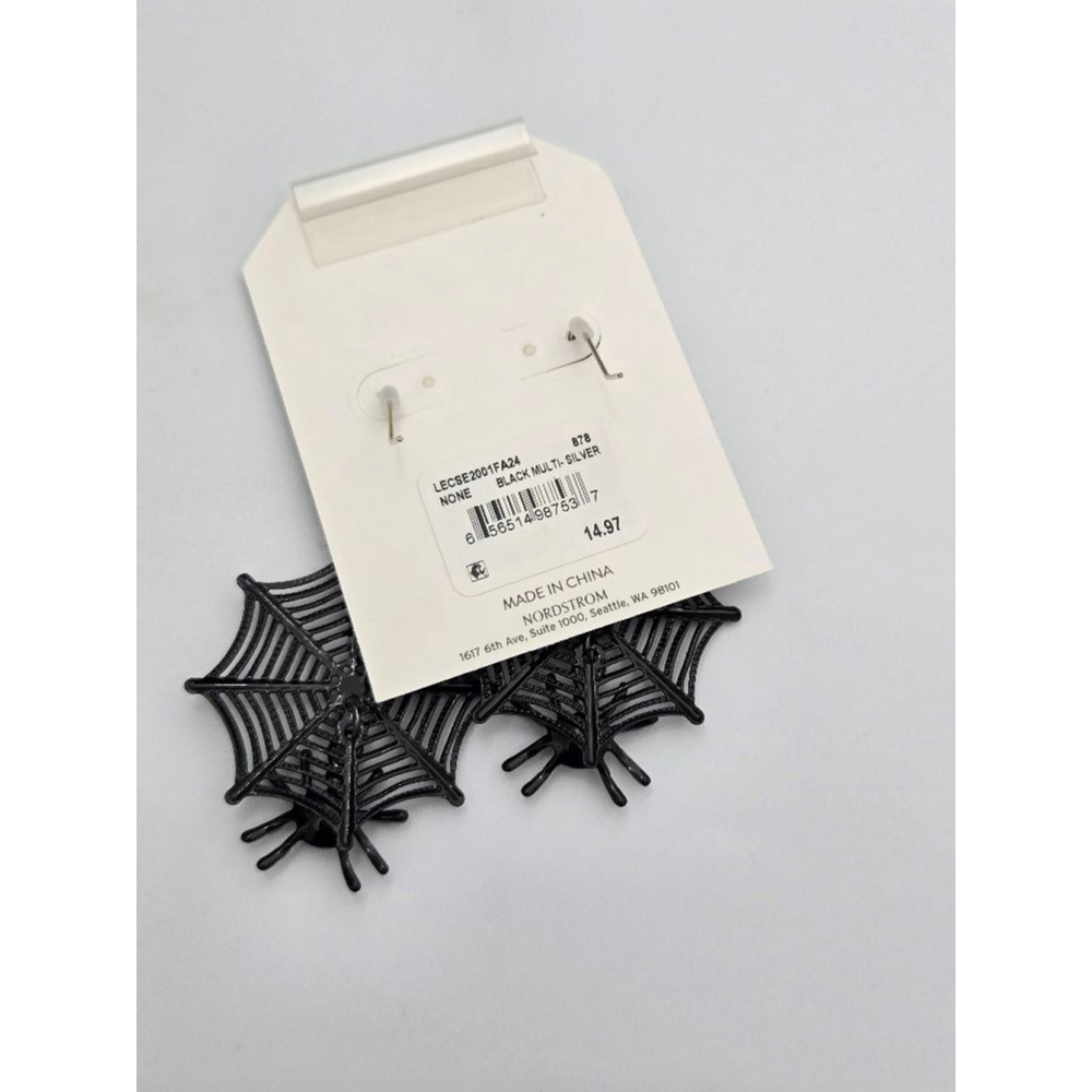Leith Black Spider Web Hook Earrings, Halloween, Goth, Fun NWT - Picture 2 of 3